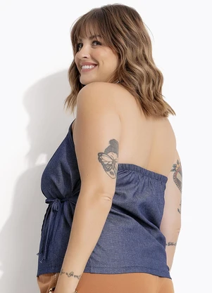 Marguerite - Blusa Azul em Jeans Leve - MARGUERITE