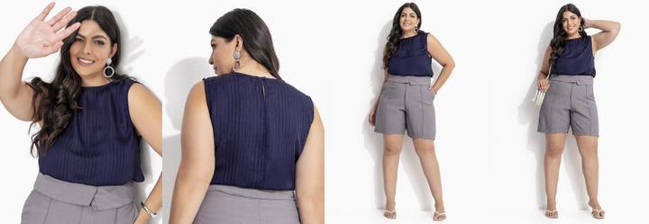 Blusa Azul Marinho em Chiffon