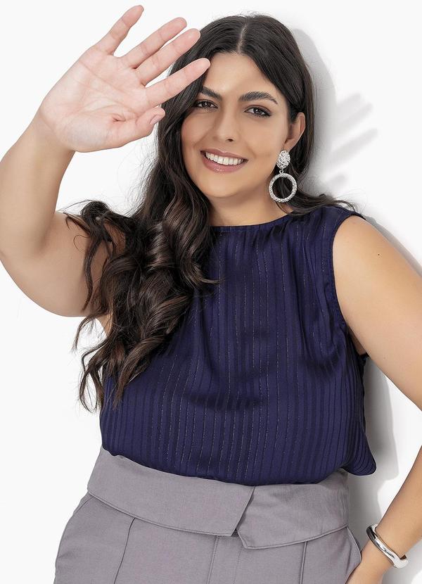 Blusa (Azul Marinho) em Chiffon