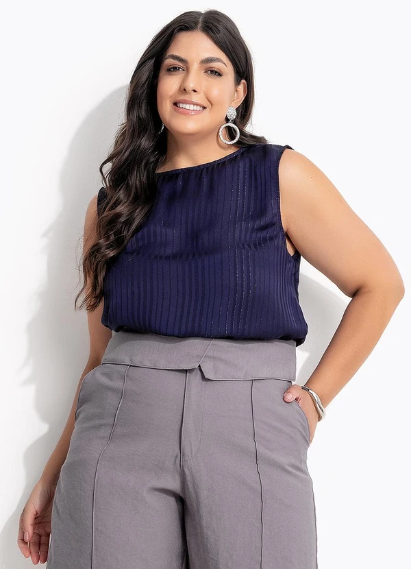 Marguerite - Blusa Azul Marinho em Chiffon 8