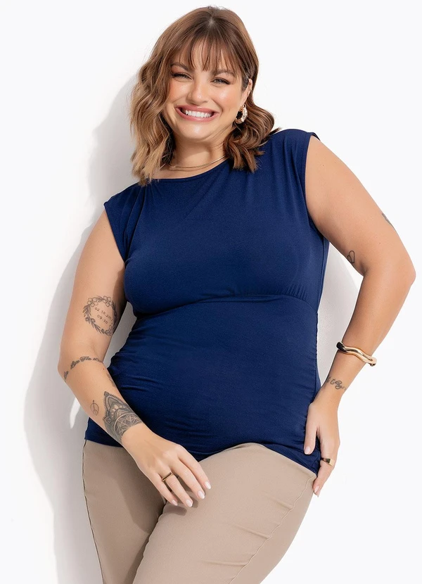 Marguerite - Blusa Azul Marinho em Malha de Viscose 7