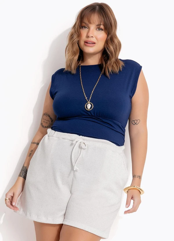 Marguerite - Blusa Azul Marinho em Malha de Viscose 8