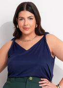 Blusa Azul Marinho em Malha Suede