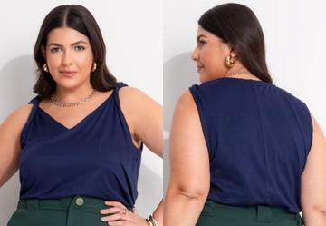 Blusa Azul Marinho em Malha Suede