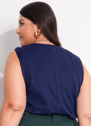 Marguerite - Blusa Azul Marinho em Malha Suede - MARGUERITE