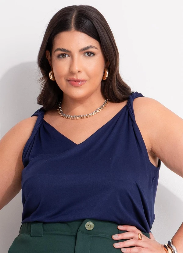 Marguerite - Blusa Azul Marinho em Malha Suede 6