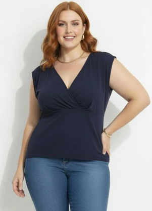 Marguerite - Blusa Azul Marinho em Malha Suede - MARGUERITE