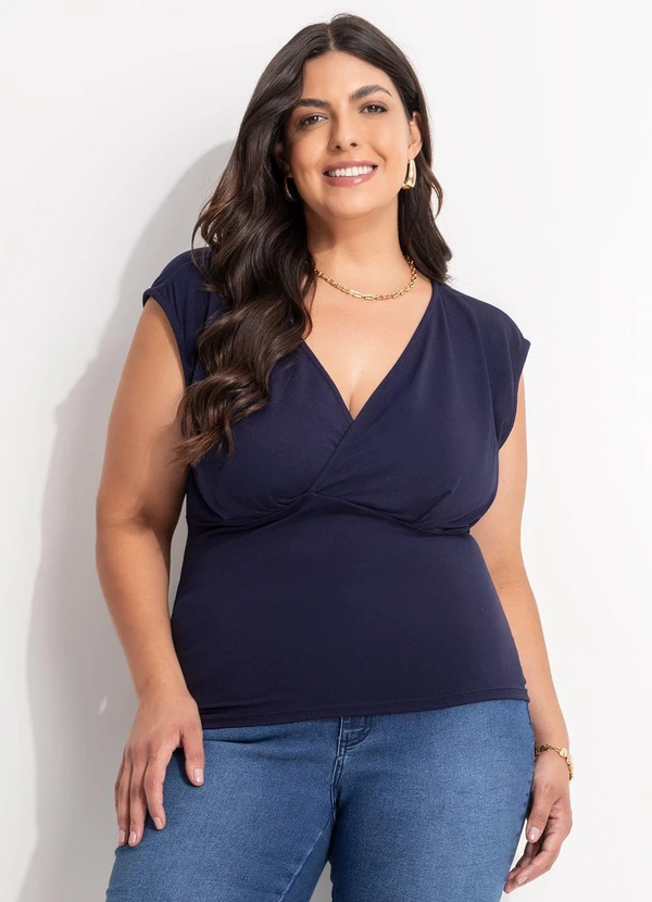 Marguerite - Blusa Azul Marinho em Malha Suede 5