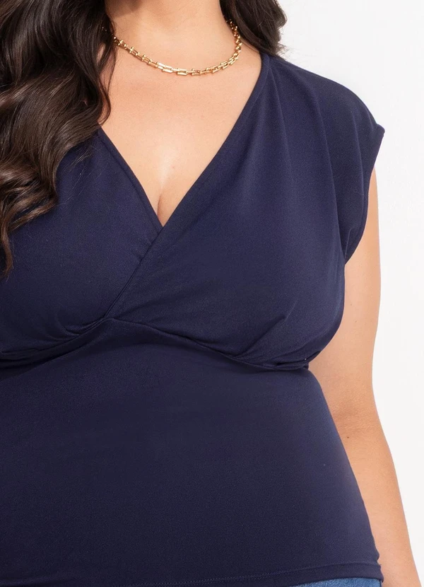 Marguerite - Blusa Azul Marinho em Malha Suede 9