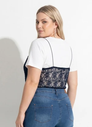 Marguerite - Blusa Azul Marinho em Renda de Alcinha - MARGUERITE