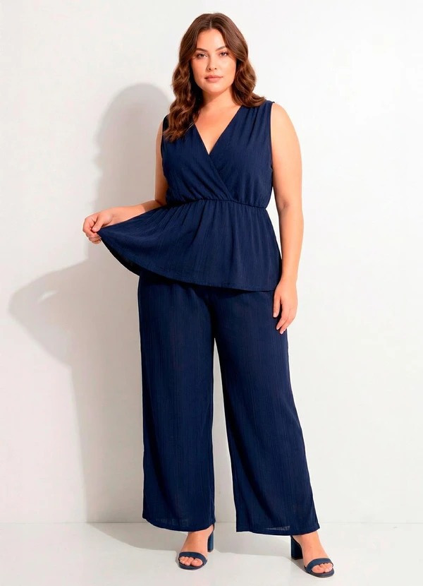 Marguerite - Blusa Azul Marinho Malha Plissada 11