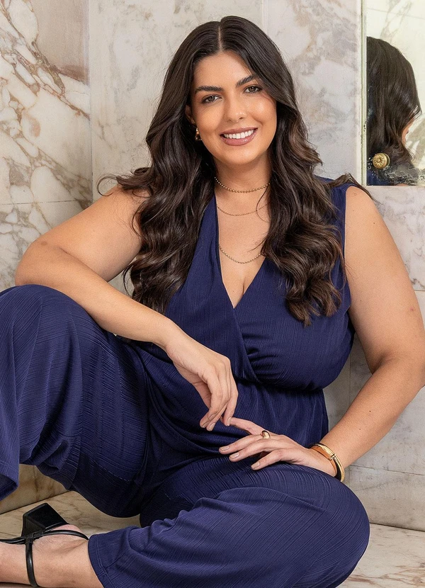 Marguerite - Blusa Azul Marinho Malha Plissada 2