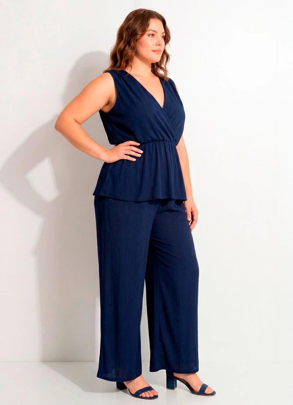 Marguerite - Blusa Azul Marinho Malha Plissada 10