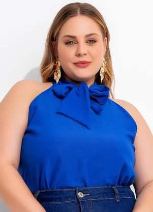 Marguerite - Blusa Azul Royal em Tecido Plano de Poliéster Co - MARGUERITE