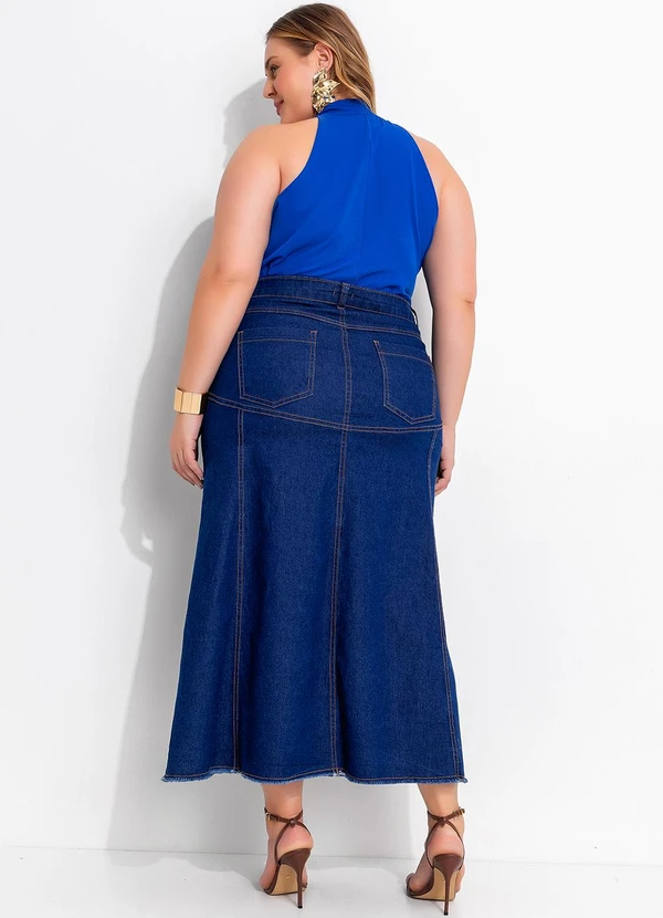 Marguerite - Blusa Azul Royal em Tecido Plano de Poliéster Co 5