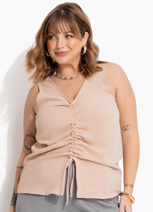 Marguerite - Blusa Bege Claro em Crepe Plano - MARGUERITE