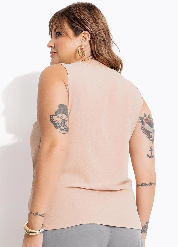 Marguerite - Blusa Bege Claro em Crepe Plano 6