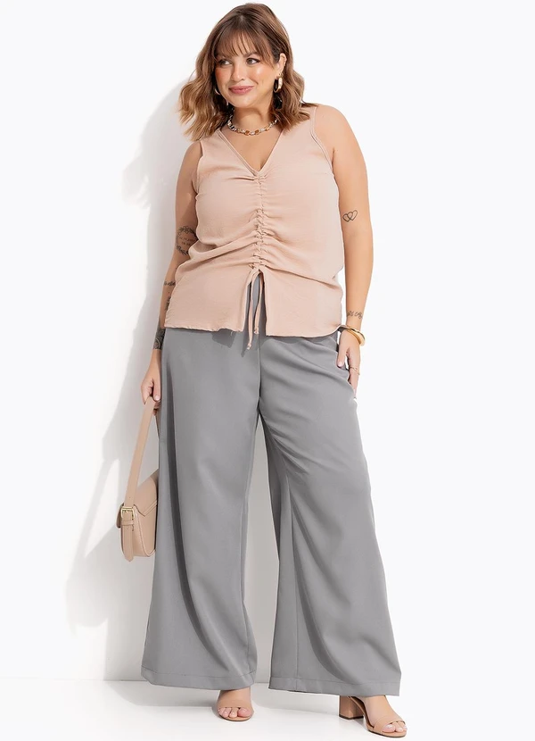 Marguerite - Blusa Bege Claro em Crepe Plano 5