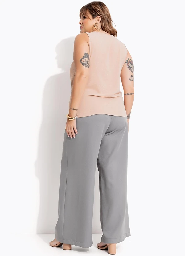 Marguerite - Blusa Bege Claro em Crepe Plano 3