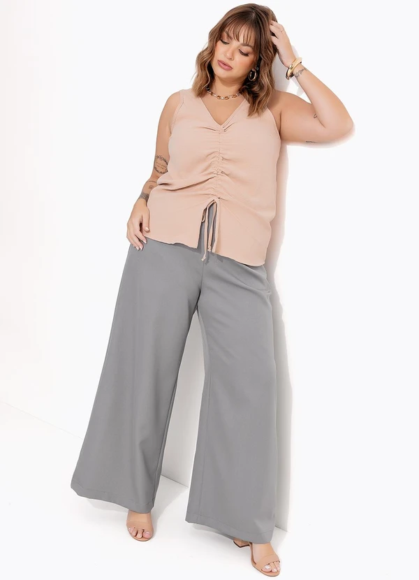 Marguerite - Blusa Bege Claro em Crepe Plano 2