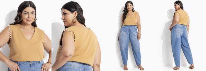 Blusa Bege em Moletom sem Pelucia