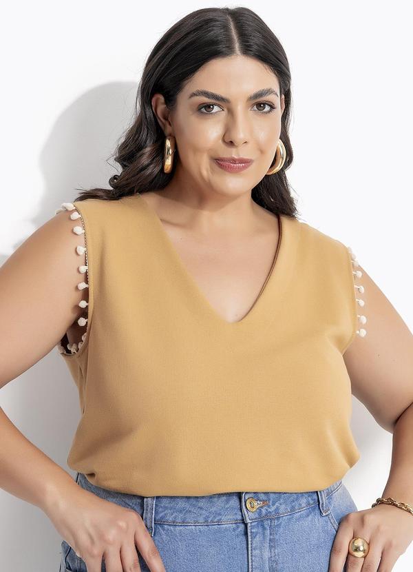 Blusa (Bege) em Moletom sem Pelucia