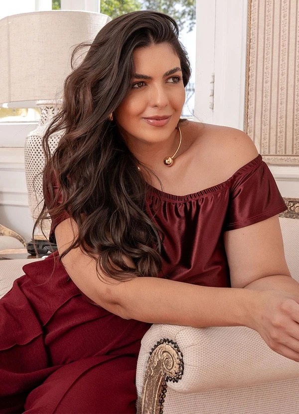 Marguerite - Blusa Bordô em Malha Acetinada 7