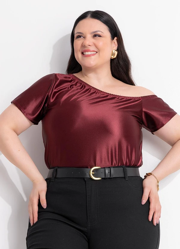 Marguerite - Blusa Bordô em Malha Acetinada 6