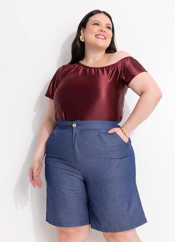 Marguerite - Blusa Bordô em Malha Acetinada 2