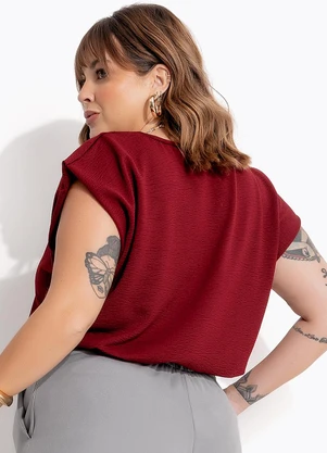 Marguerite - Blusa Bordô em Malha Anarruga - MARGUERITE