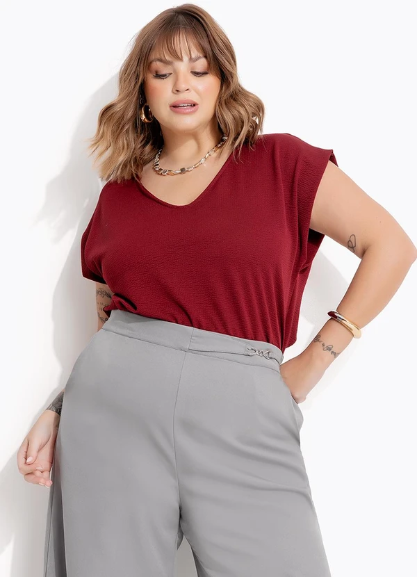 Marguerite - Blusa Bordô em Malha Anarruga 10