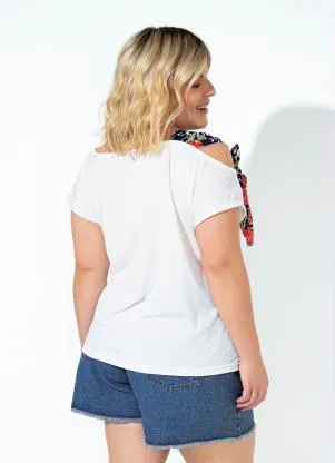 Marguerite - Blusa Branca com Decote Assimétrico Plus Size - MARGUERITE