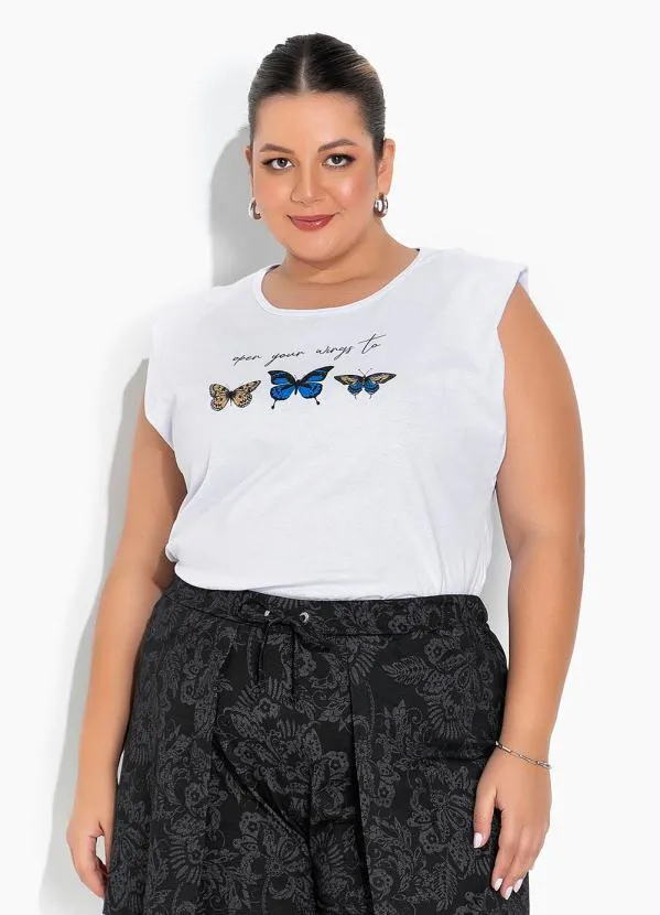 Marguerite - Blusa Branca Muscle Tee Plus Size