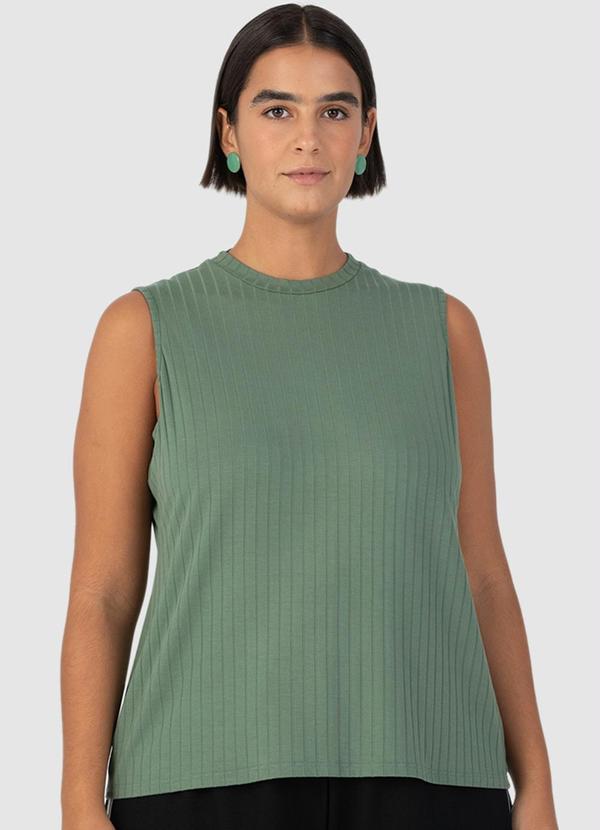 Malwee - Blusa Canelada Feminina Verde Militar