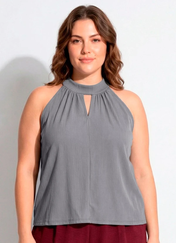 Marguerite - Blusa Cinza em Malha Plissada 5