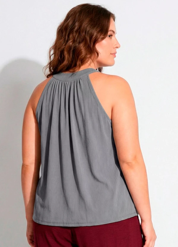 Marguerite - Blusa Cinza em Malha Plissada 3