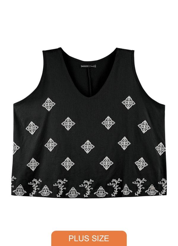 Rezzato - Blusa com Estampado Geométrico Plus Size Preto 1