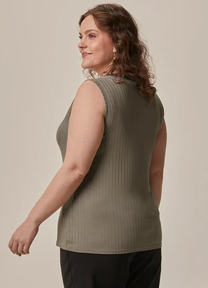 Malwee - Blusa em Malha Canelada Plus Taupe - MALWEE