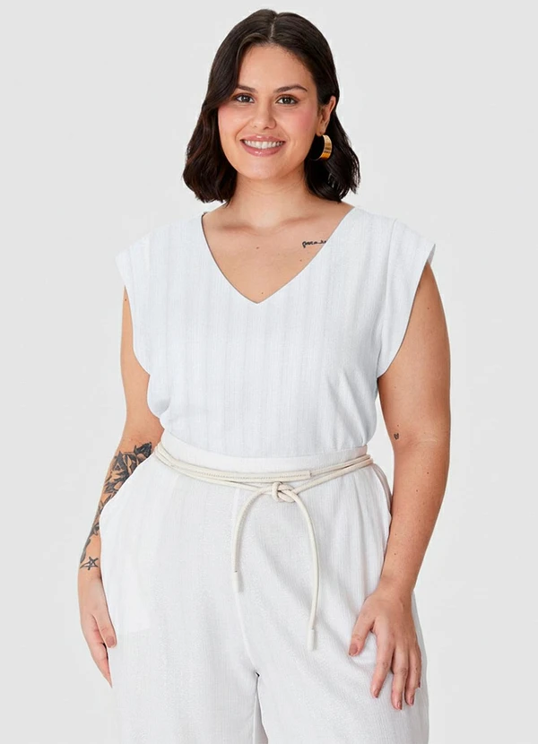 Malwee - Blusa em Viscose Lurex PlusBranco 5