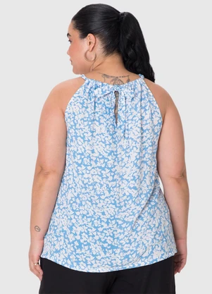 Malwee - Blusa Evasê Estampada com Amarração PlusAzul - MALWEE