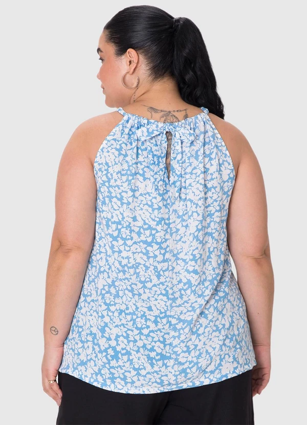 Malwee - Blusa Evasê Estampada com Amarração PlusAzul 4