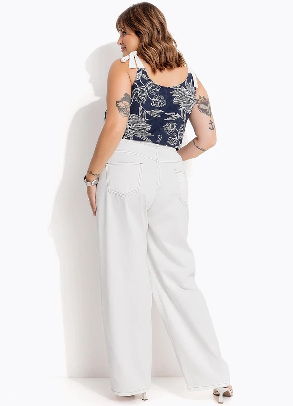 Marguerite - Blusa Folhagem Azul em Malha de Viscose 6