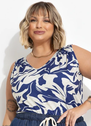 Marguerite - Blusa Linho Abstrato em Poliflex - MARGUERITE