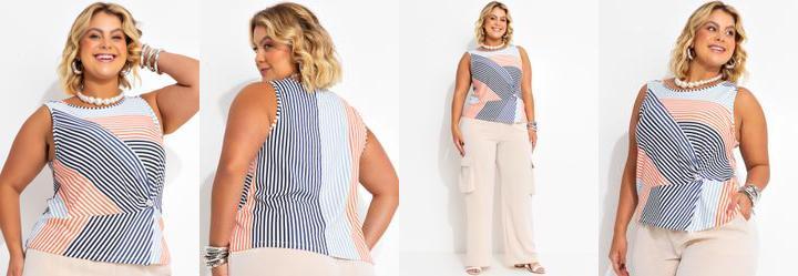 Blusa Listrada Colorida em Malha de Viscose