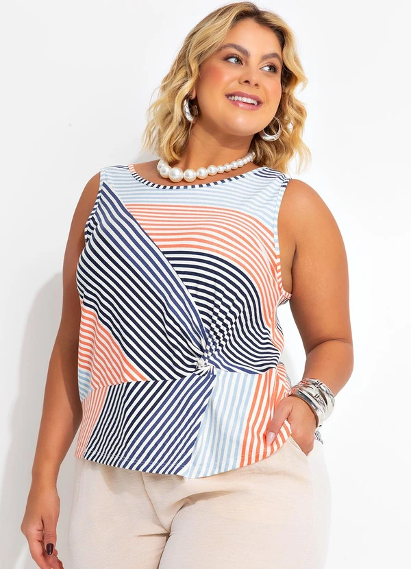 Marguerite - Blusa Listrada Colorida em Malha de Viscose 4