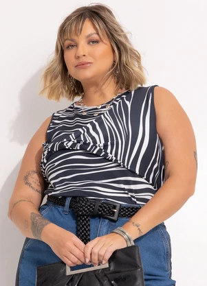 Marguerite - Blusa Listrado Irregular em Malha com Elastano - MARGUERITE