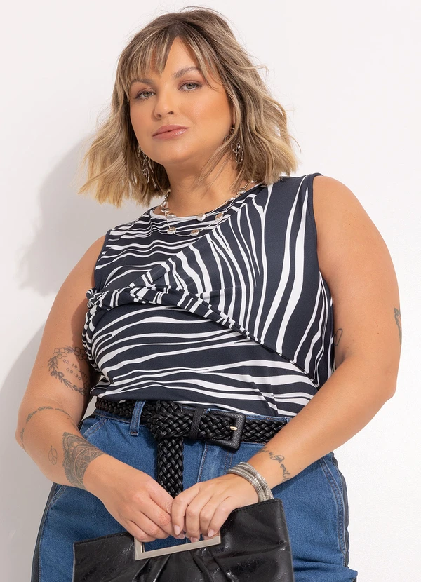 Marguerite - Blusa Listrado Irregular em Malha com Elastano 2