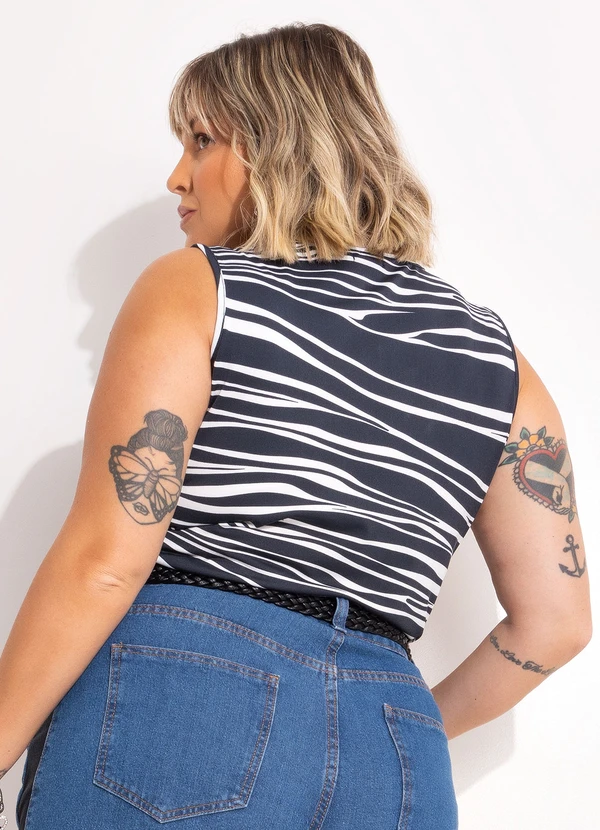 Marguerite - Blusa Listrado Irregular em Malha com Elastano 3