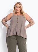 Blusa Listrado Marrom em Meia Malha