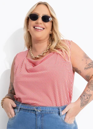 Marguerite - Blusa Listrado Vermelho em Malha Leve - MARGUERITE